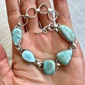925 Calming Ocean Caribbean Larimar Bracelet *flaw*